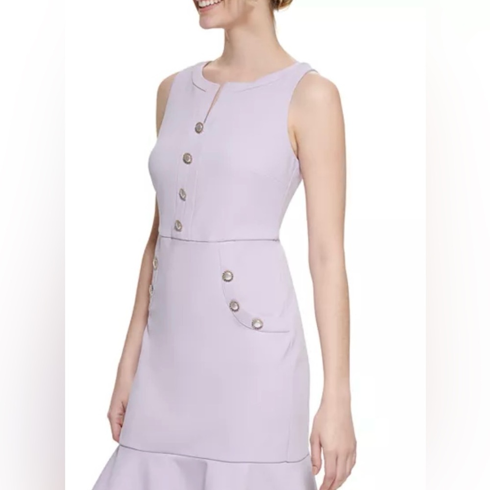 Karl Lagerfeld Purple Button Accent Scuba Crepe Sheath Dress Size 10